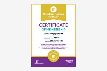 Balco Balcony Systems Ltd has been certified as a ConstructionLine Gold member.